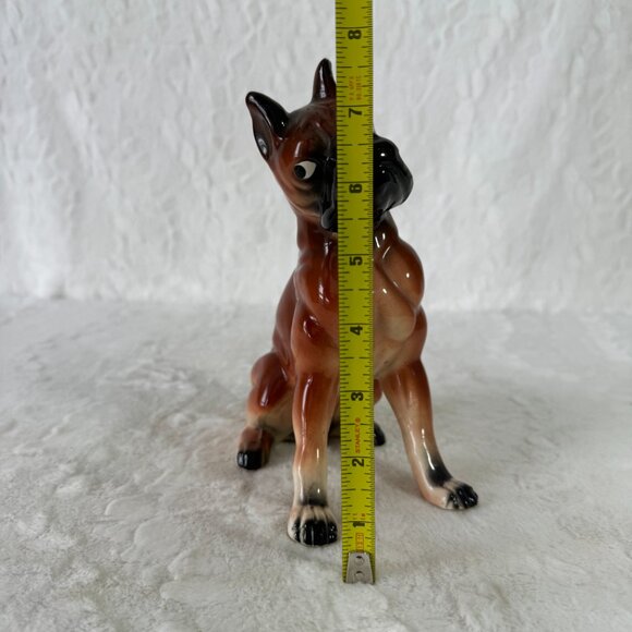 Vintage Boxer Dog Figure Ceramic Porcelain Sitting giving side eye glance - Picture 8 of 11